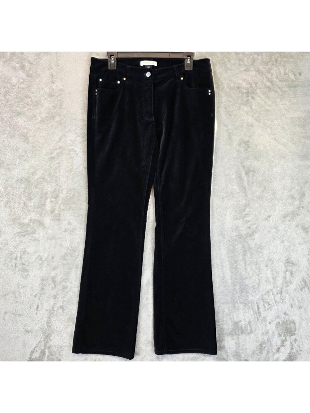 White House Black Market Pants Womens Size 8 Black Velvet Bootcut Rhinestone